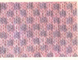 Вязание спицами Узор 39. Двухцветная шашечка